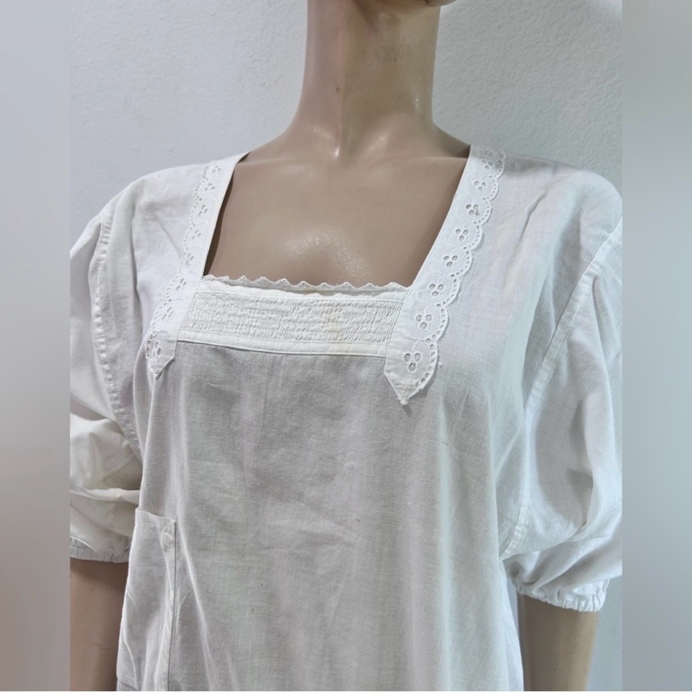 DIA QUEEN Vintage camisole white embroidered open back Tunic Top - Picture 5 of 16